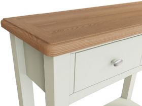 Moreton white console table with oak top