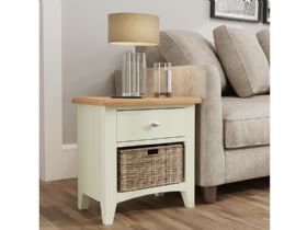 Moreton painted white lamp table with baskets