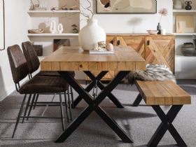 Havanah industrial recycled pine dining table available at Furniture Barn