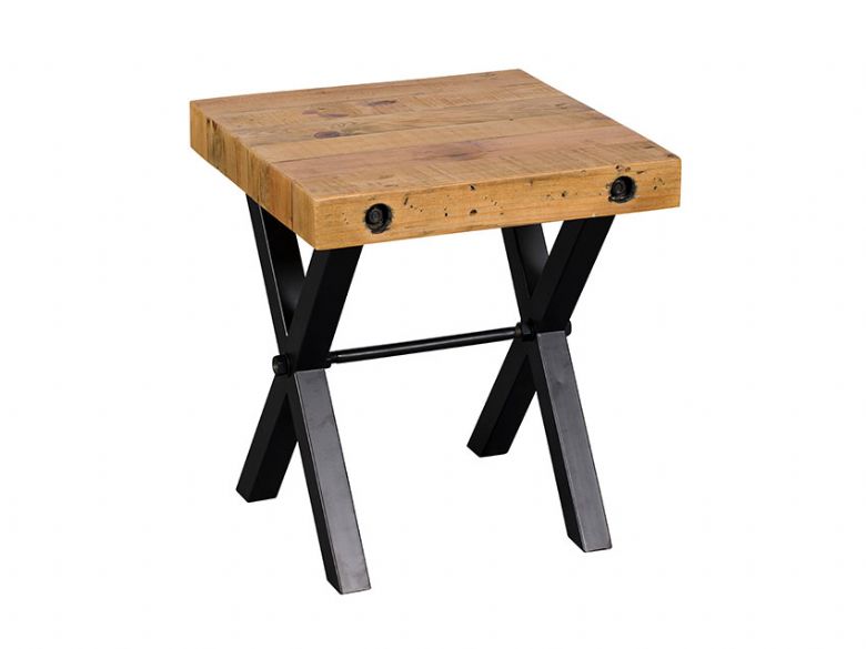 Havanah industrial recycled pine lamp table available at Furniture Barn