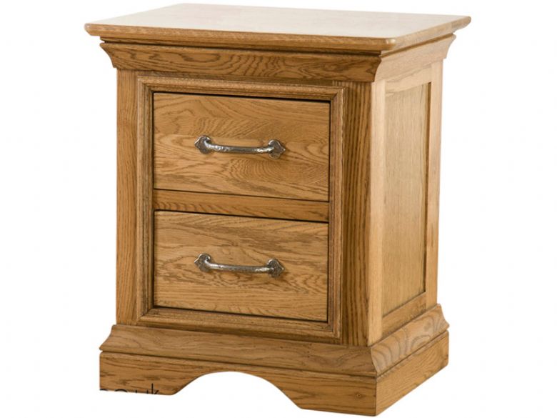 Flagbury 2 drawer oak bedside table available at Furniture Barn