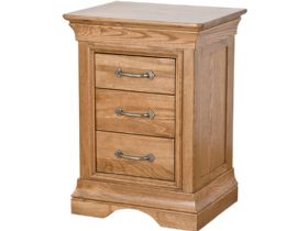 Flagbury 3 drawer oak bedside table available at Furniture Barn