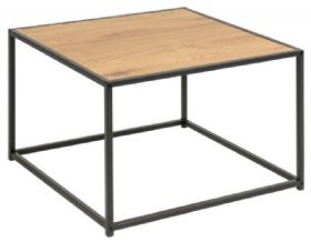 Lars textured wild oak and black metal square coffee table available at Furniture Barn