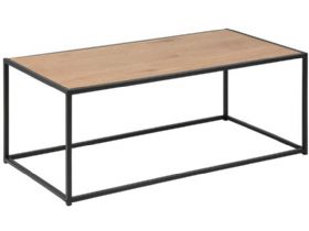 Lars rectangle textured wild oak and black metal coffee table available at Furniture Barn