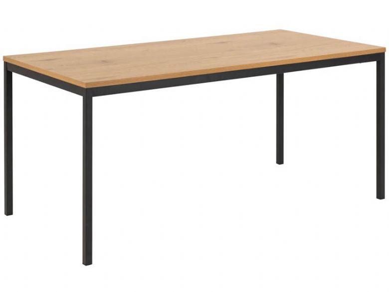 Lars textured wild oak and black metal large dining table available at Furniture Barn