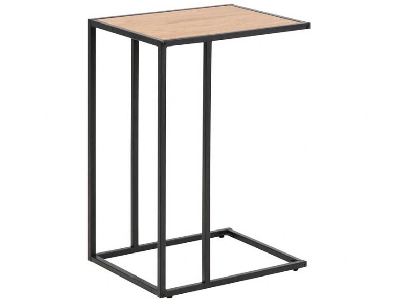Lars industrial textured wild oak and black metal side lamp table available at Furniture Barn