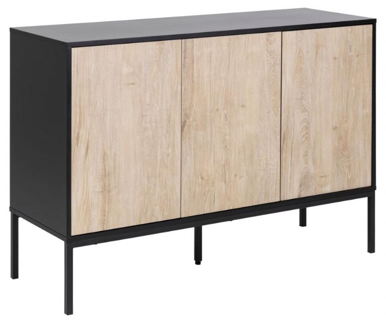 Lars industrial textured wild oak and black metal long sideboard available at Furniture Barn