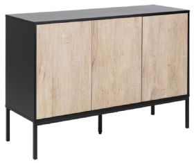 Lars industrial textured wild oak and black metal long sideboard available at Furniture Barn