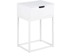 Malmo white MDF and Metal bedside table available at Furniture Barn