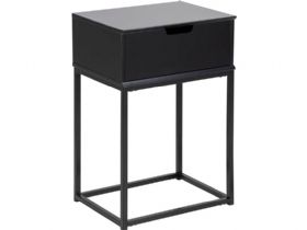 Malmo black MDF and Metal bedside table available at Furniture Barn