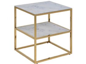 Isla White Marble Rectangular Bedside table available at Furniture barn