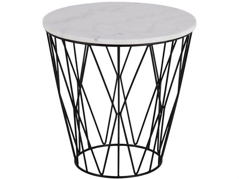 Cleo round white marble side table available at Furniture barn