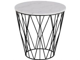 Cleo round white marble side table available at Furniture barn