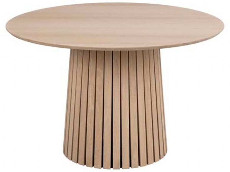 Monti Oak round dining table inspired by Nordic design available at Furniture Barn