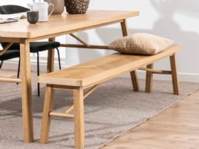 Iona oak herringbone bench available at Furniture Barn