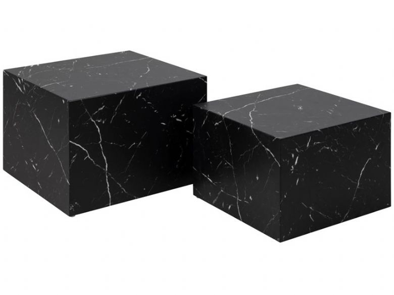 Demi black cube marble coffee table available at Furniture Barn
