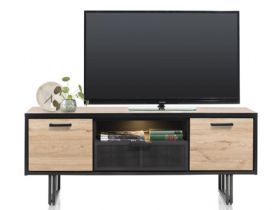 Habufa Avalon large wood and black tv unit available at Lee Longlands