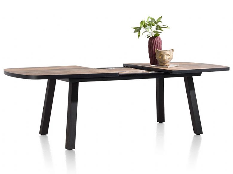 Habufa Avalox reclaimed oak extendable oval dining table available at Lee Longlands
