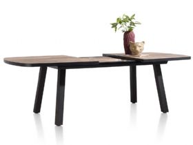 Habufa Avalox reclaimed oak extendable oval dining table available at Lee Longlands