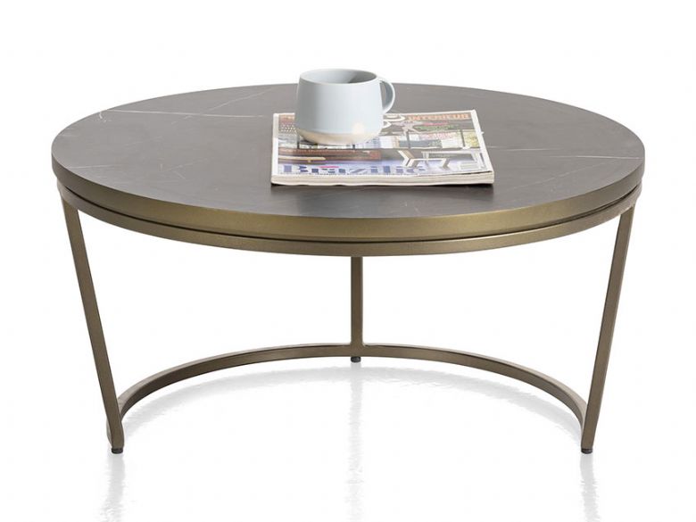 Habufa City gold marble occasional table available at Lee Longlands