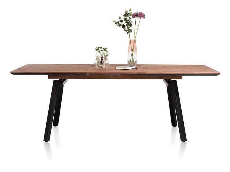 Habufa halmstad brown oak veneer extending dining table
