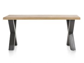 Habufa Metalox small oak cross legged dining table table available at Lee Longlands