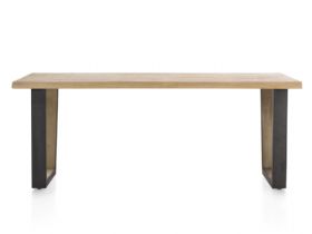 Habufa Metalox oak wooden v- leg dining table available at Lee Longlands