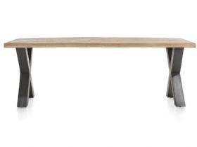 Habufa Metalox large crossed leg dining table available at Lee Longlands
