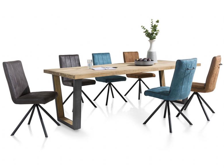 Habufa Metalox extra large 8 seater oak dining table available at Lee Longlands