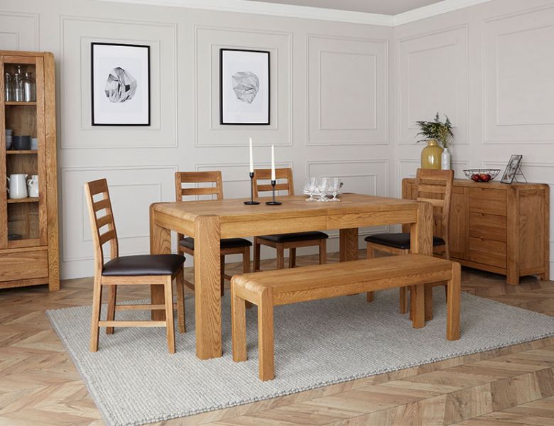 Linus oak Dining table range available at Lee Longlands