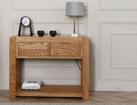 Linus oak console lifestyle available at Lee Longlands